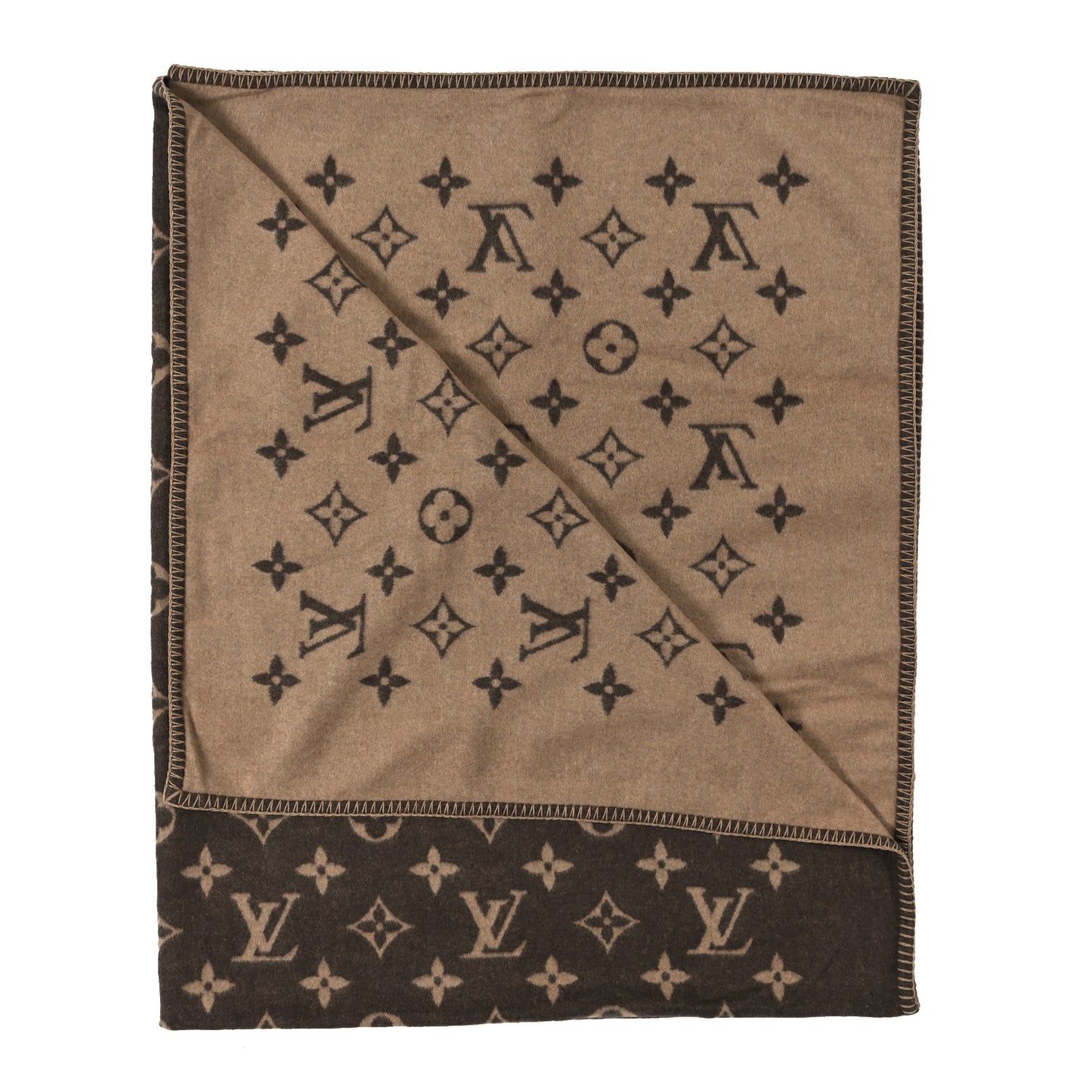 Wool Cashmere Neo Monogram Blanket Marron