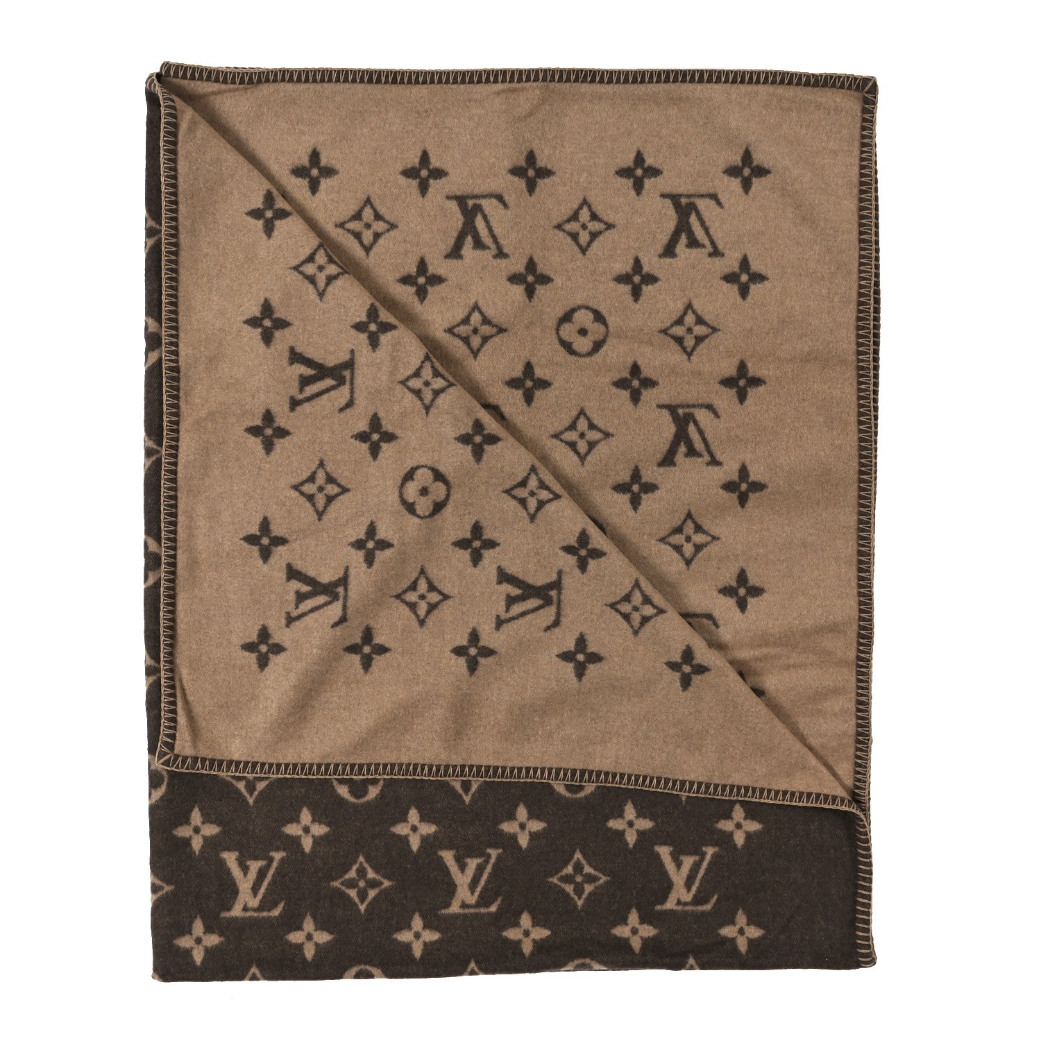 Louis Vuitton Wool Cashmere Neo Monogram Blanket Marron 2 of 3