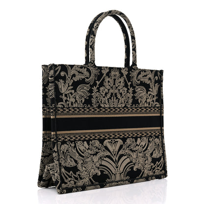 Christian Dior Canvas Embroidered Large Ornamental Cornely Effect Book Tote Black Beige 3 of 11