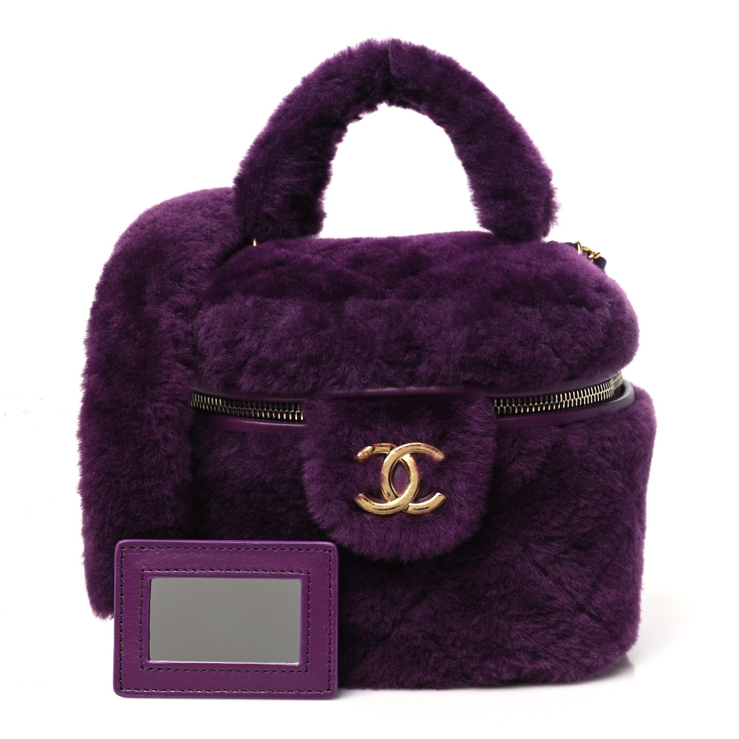 Chanel Shearling Lambskin Quilted Small Vanity Case Purple 2 of 12