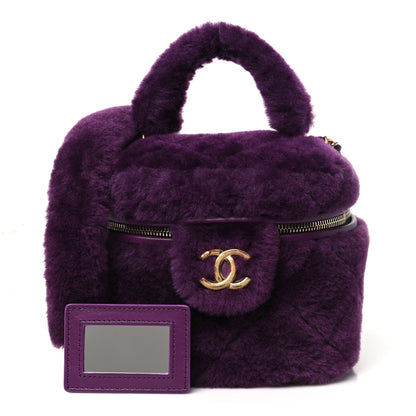 Chanel Shearling Lambskin Quilted Small Vanity Case Purple 2 of 12