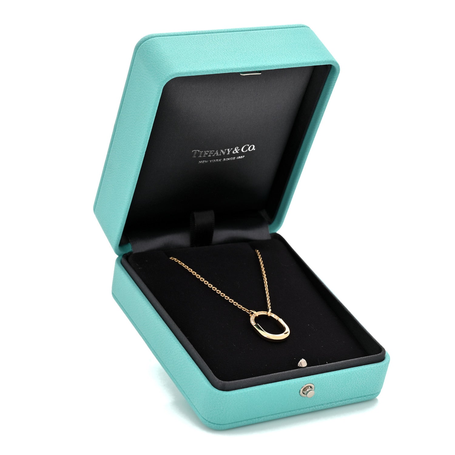 Tiffany 18K Yellow Gold Diamond Small Lock Pendant Necklace 7 of 7