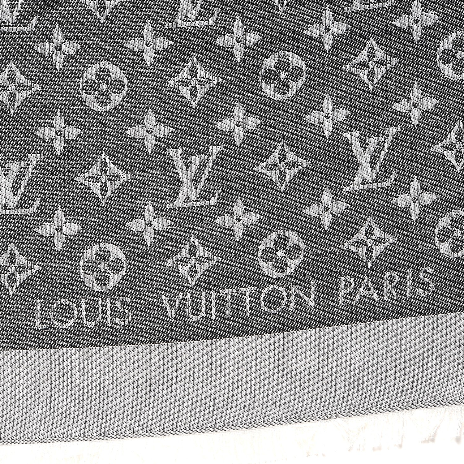 Louis Vuitton Wool Silk Monogram Denim Shawl Black 4 of 5