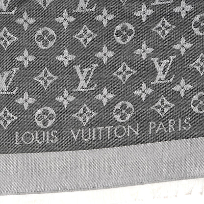Louis Vuitton Wool Silk Monogram Denim Shawl Black 4 of 5