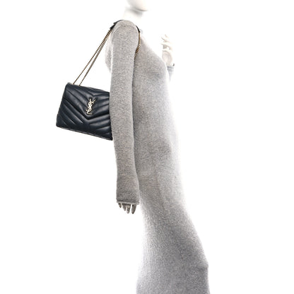 Saint Laurent Calfskin Y Quilted Monogram Small Loulou Chain Satchel Dark Smog 2 of 10