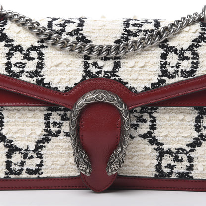 Gucci Tweed GG Monogram Small Dionysus Shoulder Bag White Black Romantic Cherry 8 of 10