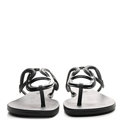 Hermes Rubber Womens Egerie Sandals 39 Black 3 of 9