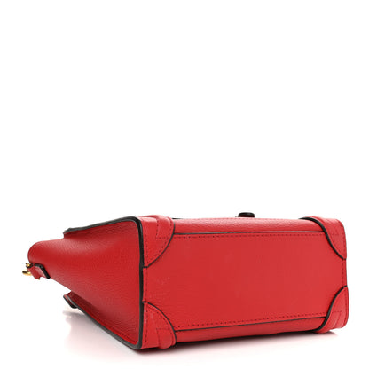 Celine Drummed Calfskin Nano Luggage Coquelicot 4 of 14