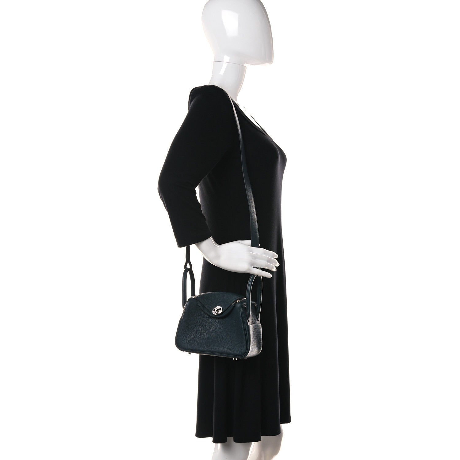 Hermes Taurillon Clemence Mini Lindy 20 Vert Cypress 3 of 10