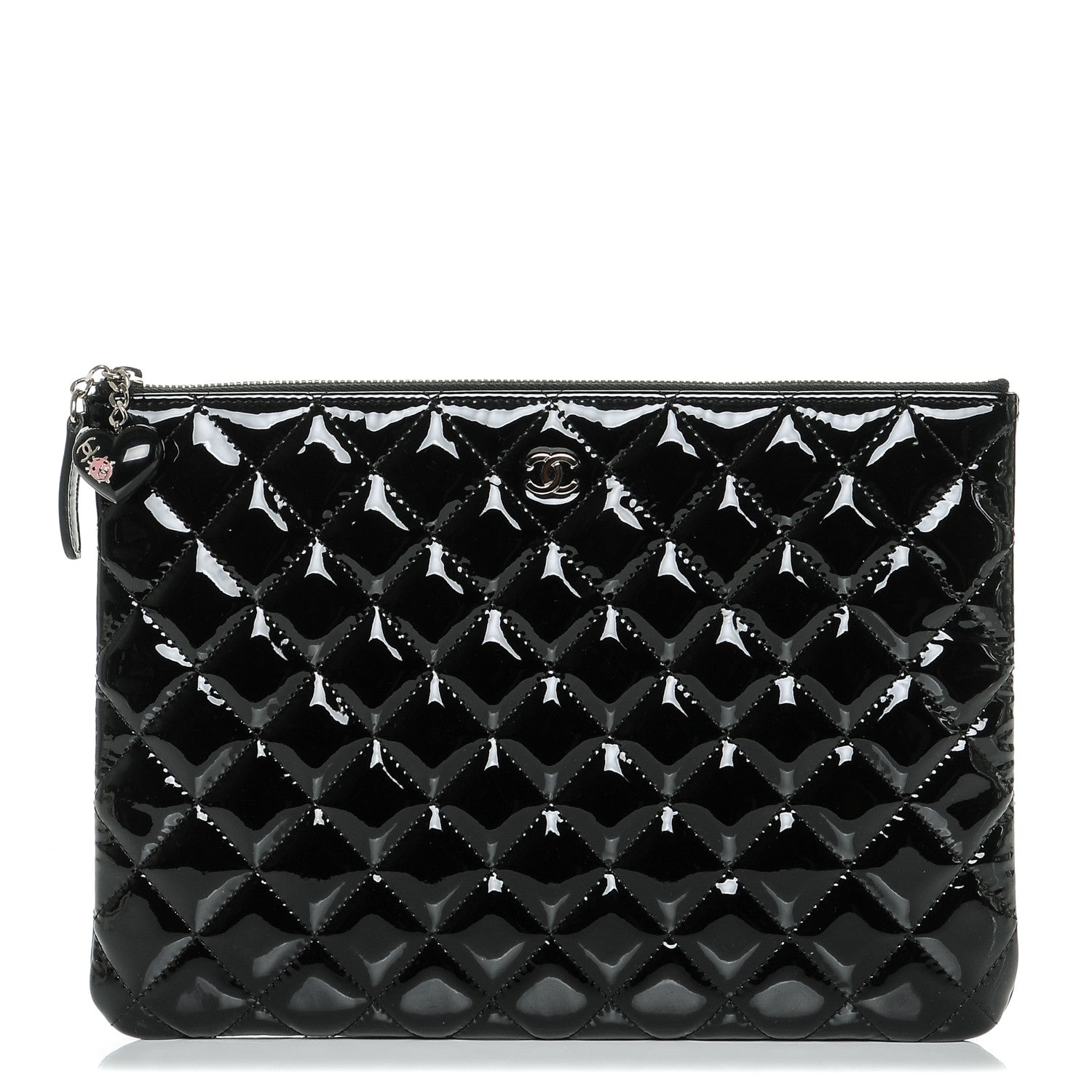 Chanel Patent Calfskin Quilted Medium Cosmetic Case Black 1 of 7