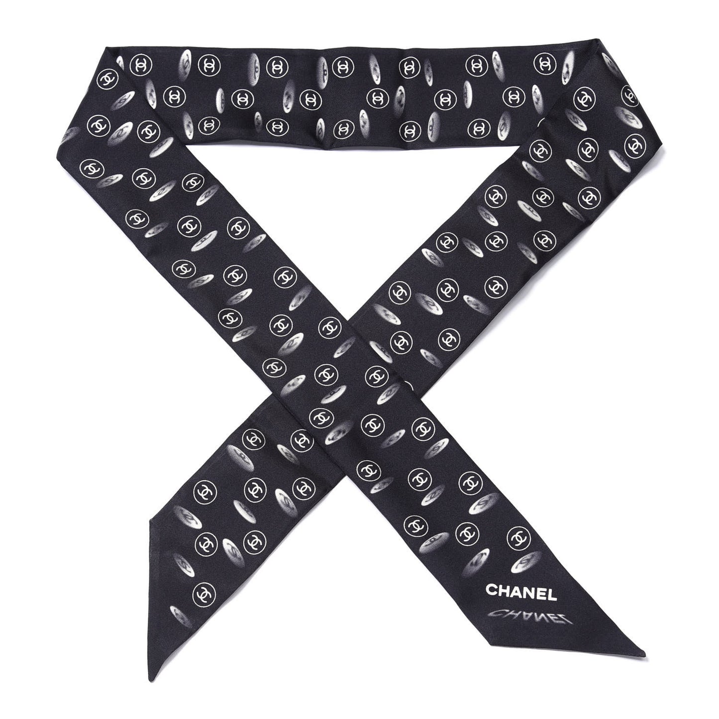 Silk CC Slim Bandeau Scarf Black