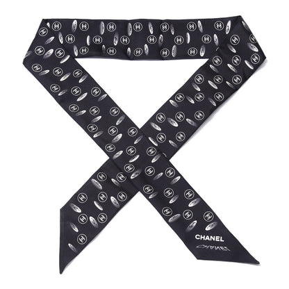 Chanel Silk CC Slim Bandeau Scarf Black 1 of 3