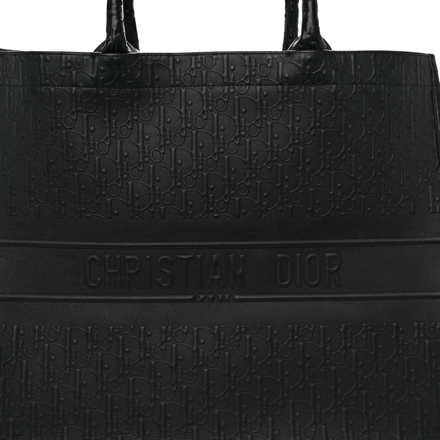 Oblique Calfskin Embossed Large Book Tote Black