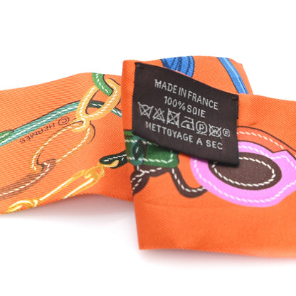 Hermes Silk Brides De Gala Applique Pique Twilly Orange Bleu Azur 3 of 3