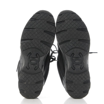 Chanel Suede Calfskin CC Sneakers 38 Black 5 of 8