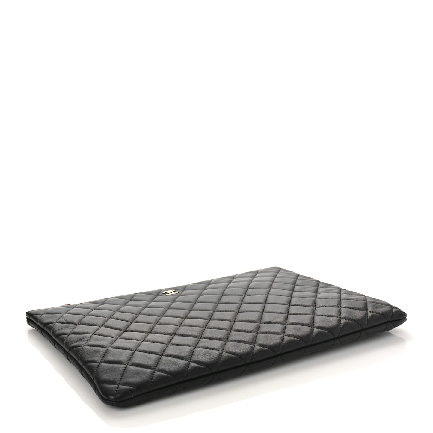 Lambskin Quilted Large Cosmetic Case Black