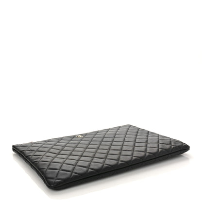 Chanel Lambskin Quilted Large Cosmetic Case Black 4 of 9