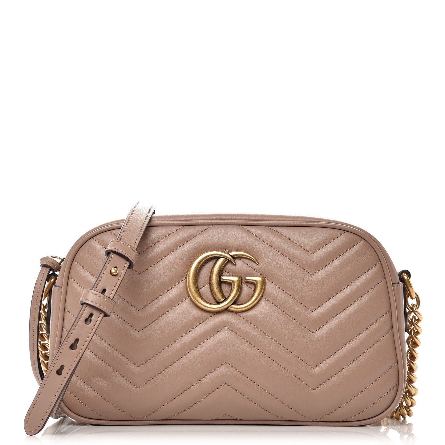 Calfskin Matelasse Small GG Marmont Chain Shoulder Bag Porcelain Rose