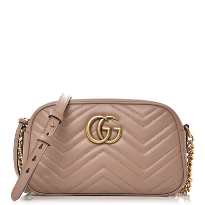 Gucci Calfskin Matelasse Small GG Marmont Chain Shoulder Bag Porcelain Rose 1 of 7
