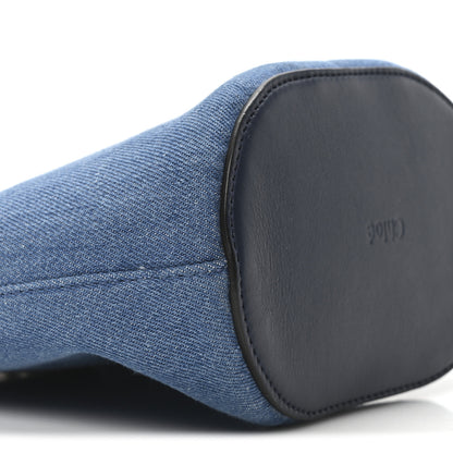 Chloe Linen Calfskin Small Key Bucket Bag Blue 8 of 9