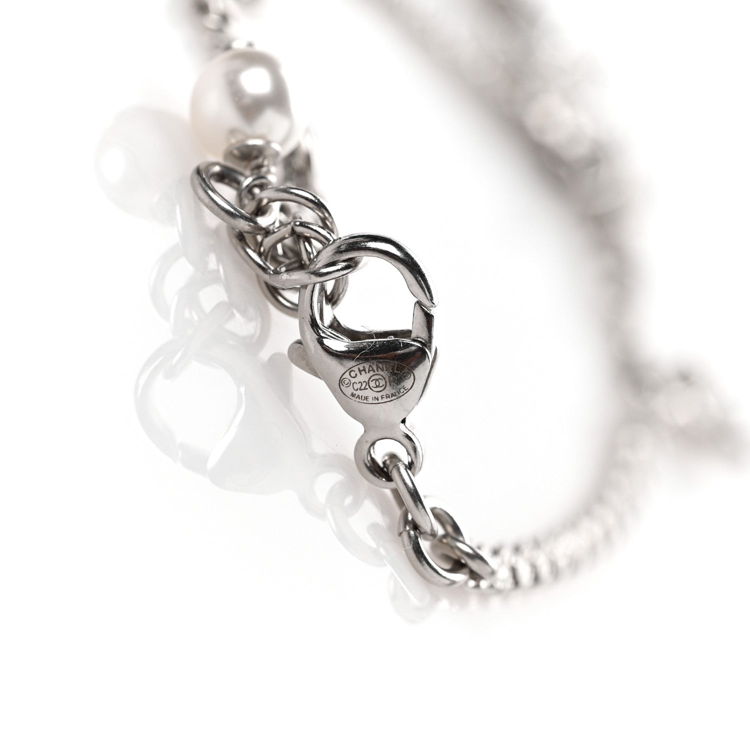 Chanel Crystal Pearl CC Bracelet Silver 6 of 6