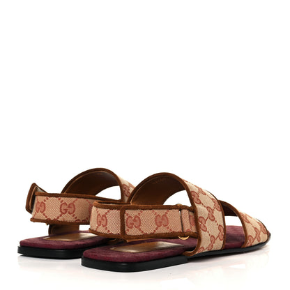 Gucci Canvas GG Monogram Mens Slingback Flat Sandals 7.5 Beige Ruggine Cuir 4 of 9