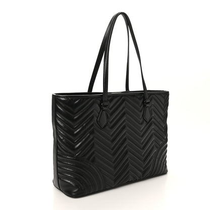 Gucci Calfskin Matelasse Monochrome Large GG Marmont Tote Bag Black 3 of 10