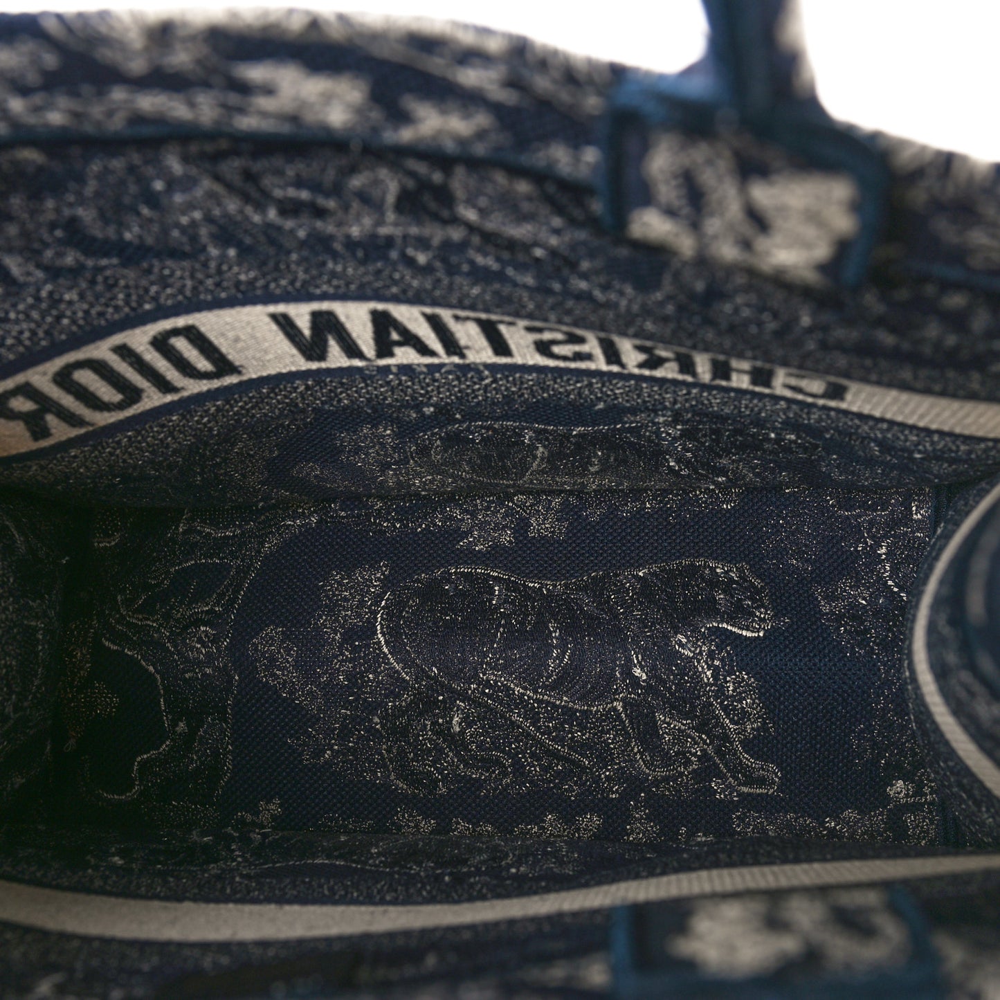 Canvas Embroidered Medium Dioriviera Toile De Jouy Reverse Book Tote Blue