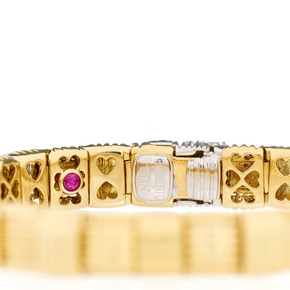 Roberto Coin 18K Yellow White Gold Diamond Appassionata Basket Weave Bracelet 3 of 4
