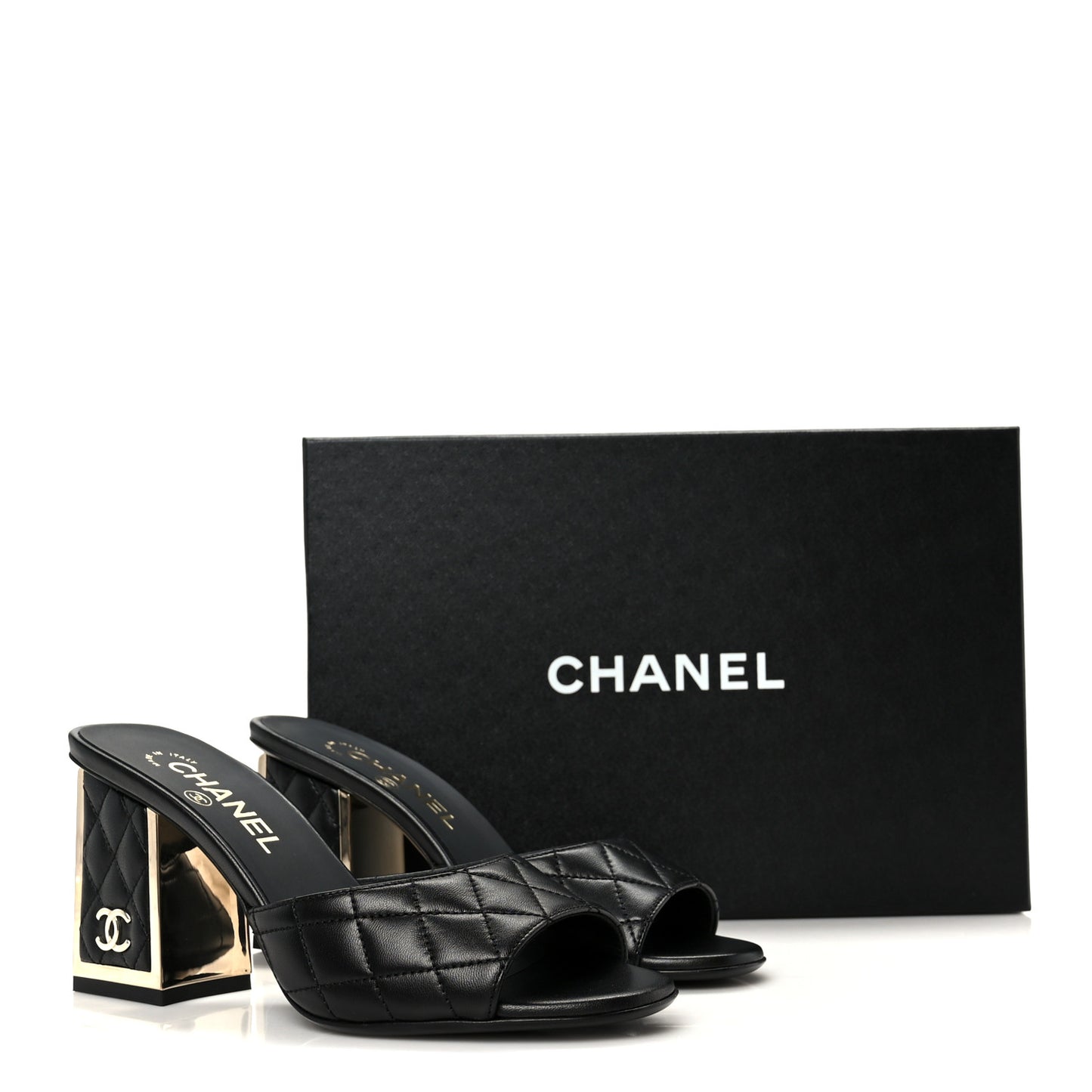 Lambskin Quilted CC Mules 36.5 Black