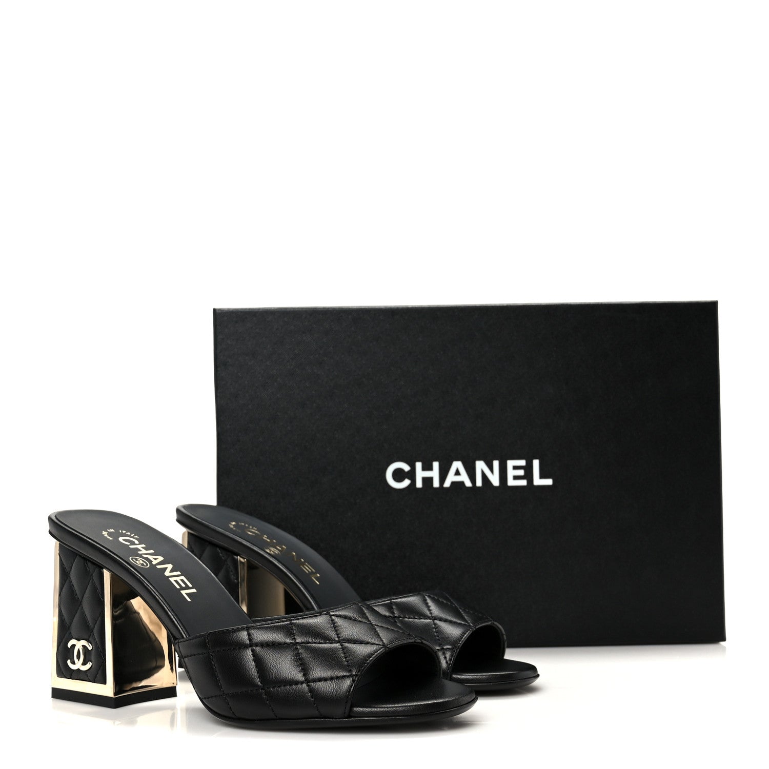 Chanel Lambskin Quilted CC Mules 36.5 Black 9 of 9