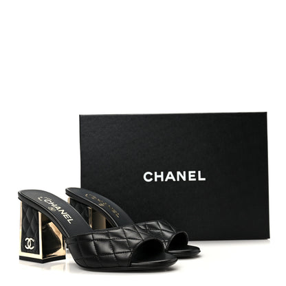 Chanel Lambskin Quilted CC Mules 36.5 Black 9 of 9