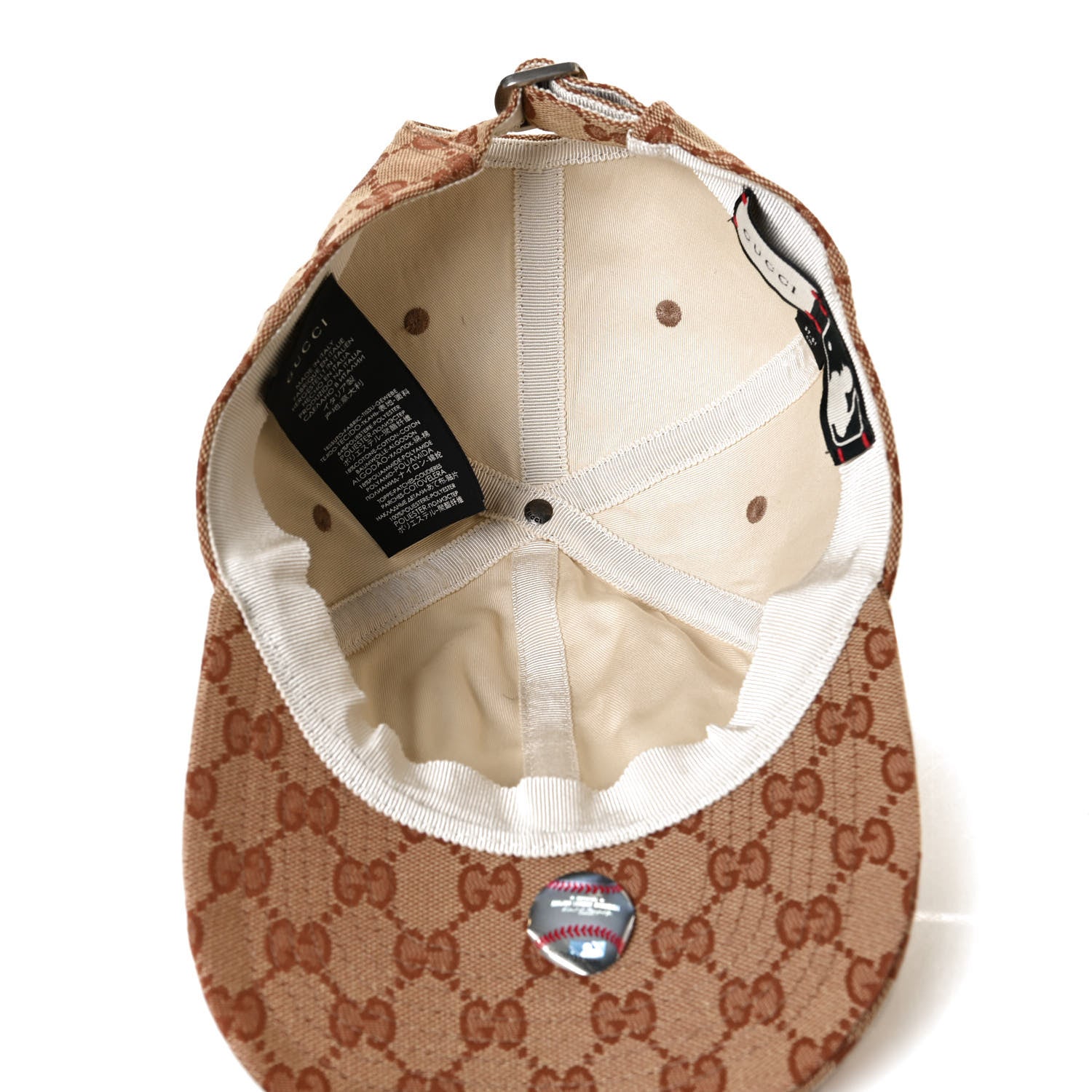 Gucci X MLB Monogram NY Yankees Baseball Hat 57-61 Beige Ruggine 6 of 9