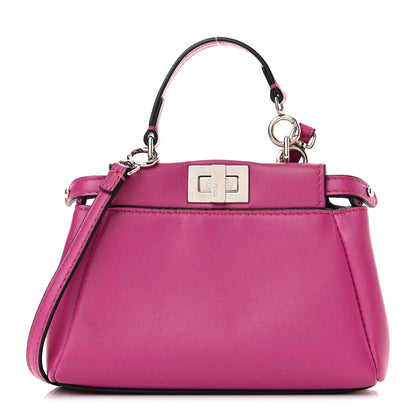 Fendi Nappa Micro Peekaboo Iconic Satchel Magenta 1 of 14