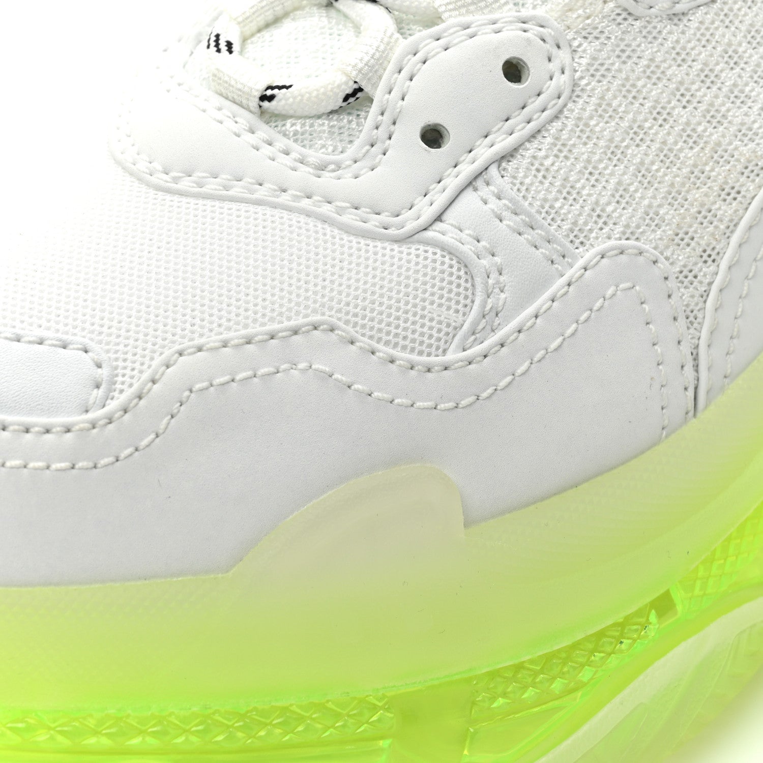 Balenciaga Fabric Mesh Clear Sole Fluo Womens Triple S Sneakers 40 White Fluo Yellow 9 of 11