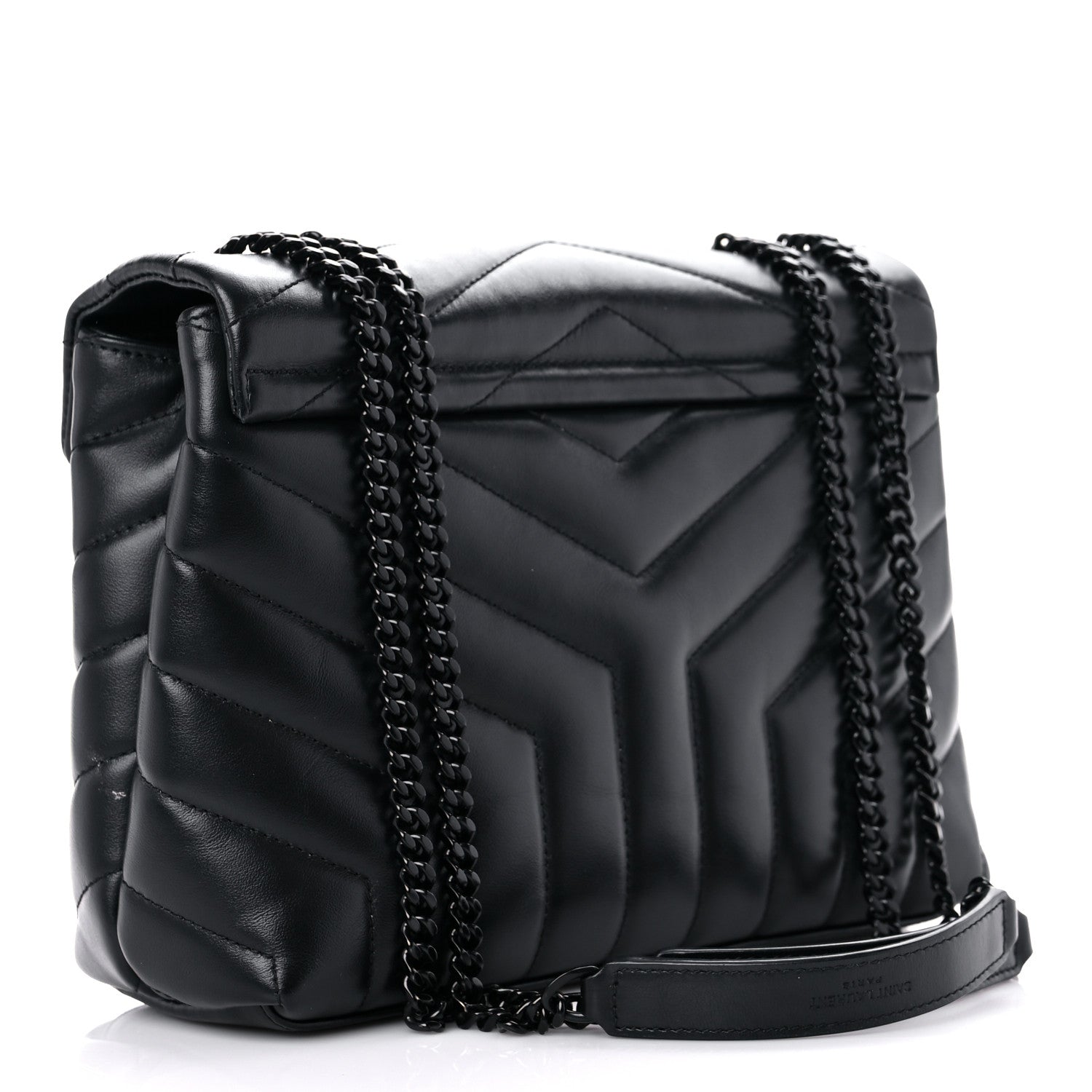 Saint Laurent Calfskin Y Quilted Monogram Monochrome Small Loulou Chain Satchel Black 3 of 21