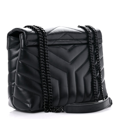 Saint Laurent Calfskin Y Quilted Monogram Monochrome Small Loulou Chain Satchel Black 3 of 21