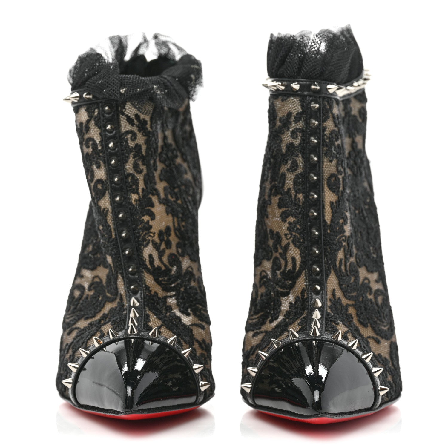 Christian Louboutin Lace Studded Pigalle 100 Booties 36 Black 2 of 8