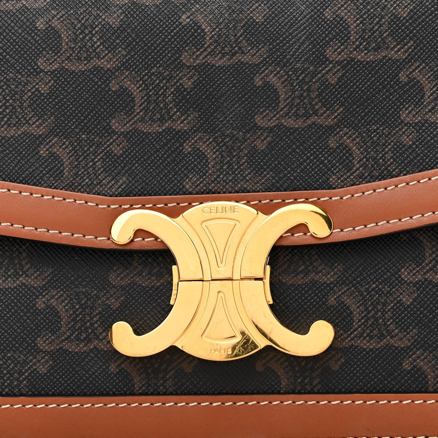 Celine Calfskin Triomphe Canvas Teen Triomphe Bag Tan 8 of 10