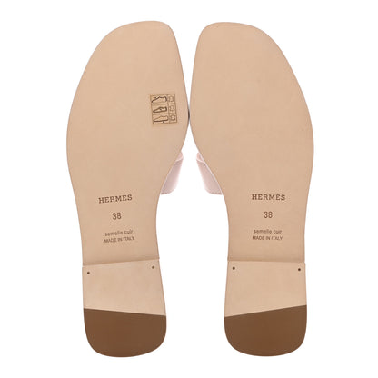 Hermes Box Calfskin Oran Sandals 38 Rose Pale 5 of 10