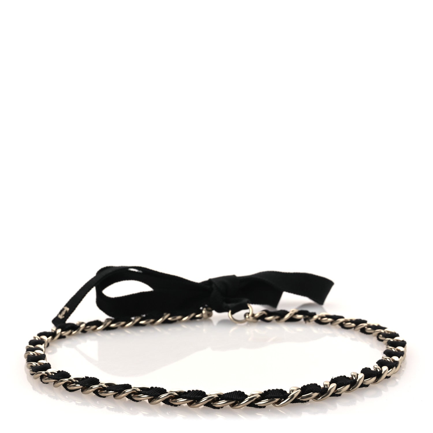 Chanel Grosgrain Chain CC Bow Belt Black 2 of 5
