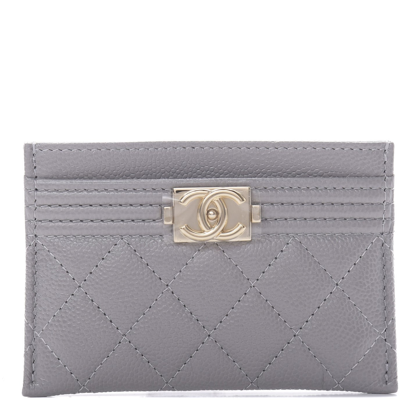 Caviar Quilted Boy Card Holder Grey