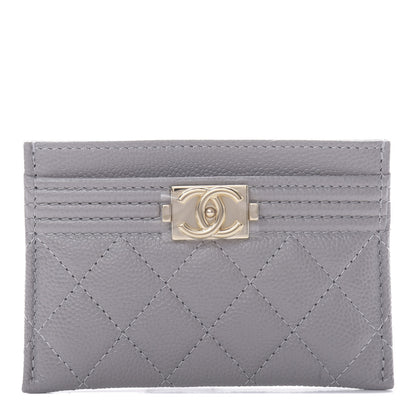 Chanel Caviar Quilted Boy Card Holder Grey 1 of 9