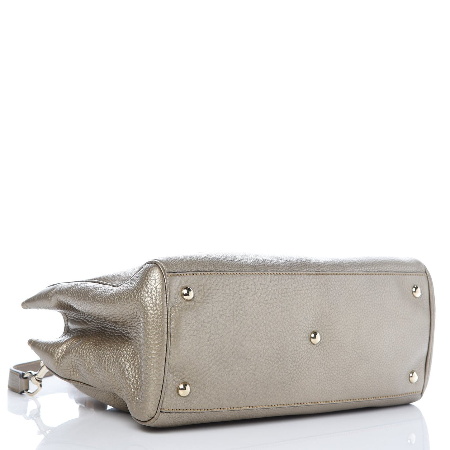 Metallic Pebbled Calfskin Medium Bamboo Shopper Tote Golden Beige