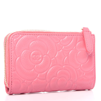 Chanel Caviar Camellia Embossed Key Holder Case Pink 3 of 8
