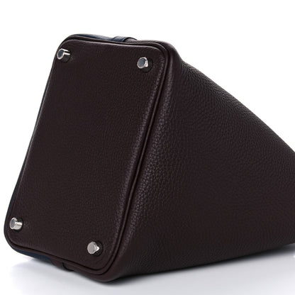 Hermes Taurillon Clemence Casaque Picotin Lock 18 PM Bleu Nuit Rouge Sellier Framboise 9 of 10