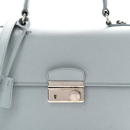 Prada Saffiano Lux Sound Top Handle Light Blue 8 of 17