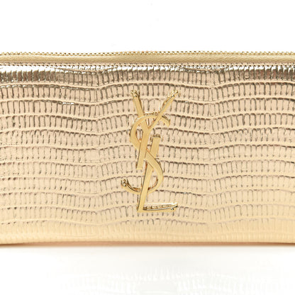 Saint Laurent Lizard Calfskin Embossed Monogram Zip Around Wallet Gold 7 of 8