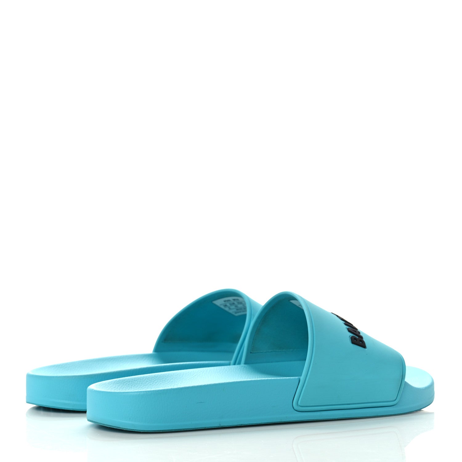 Balenciaga PVC Logo Mens Pool Slide Sandals 42 Turquoise Black 4 of 10