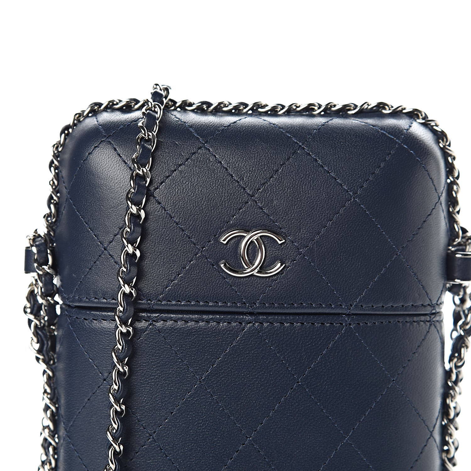 Chanel Lambskin Quilted Chain Around Phone Holder Navy 11 of 12